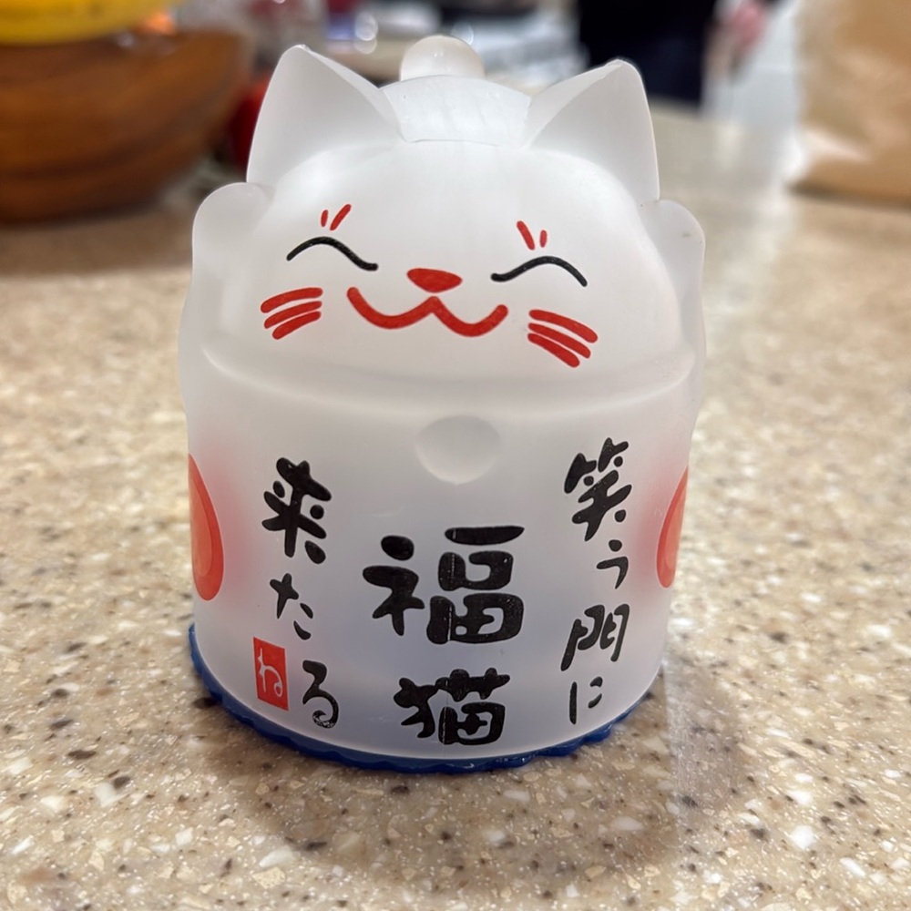 Lucky cat frosted glass mug